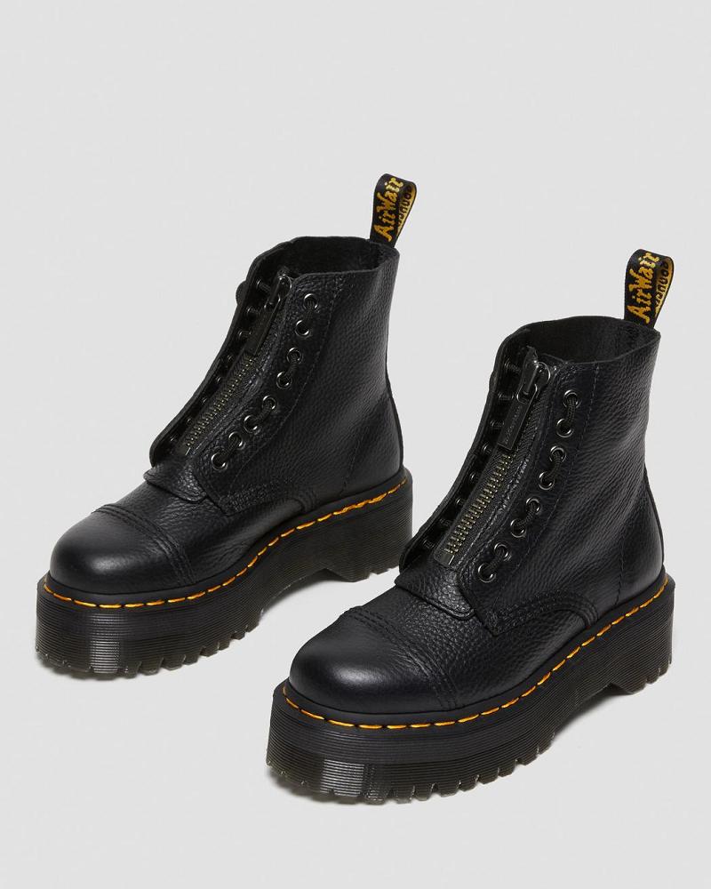 Dr Martens Sinclair Milled Nappa Læder Platform Støvler Dame Sort | DK 259FDN